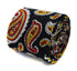 skinny cotton black tie with red and yellow paisley design